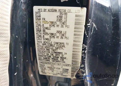 2001 Nissan Frontier Xe z USA, uszkodzony, nr VIN 1N6DD26S31C321005